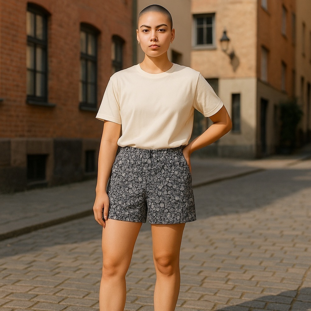 Loft | Button Front Structured Shorts in Palm Leaf Size 14 - Picture 2 of 7